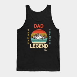 Dad The Man The Myth The Carp Fishing Legend Gift - Vintage Fisherman Dad Gift - Father's Day Carp Fishing Tank Top